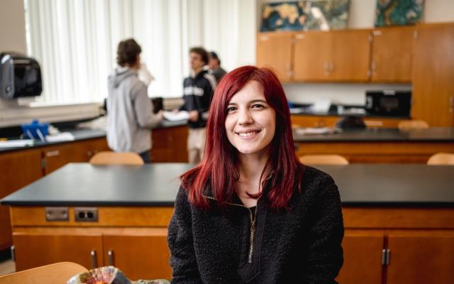 Student in lab